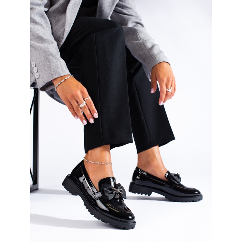 SHELOVET Slipper mit Schleife schwarz 1