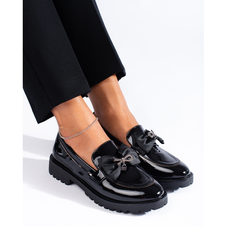 SHELOVET Slipper mit Schleife schwarz 2