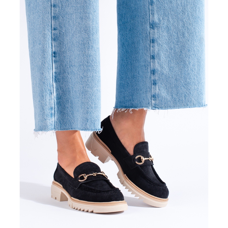 Seastar Durchbrochene Damenmokassins auf der schwarzen Shelovet-Plattform 2