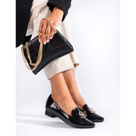 Elegante lackierte Loafer mit niedrigem Absatz von Vinceza schwarz 1