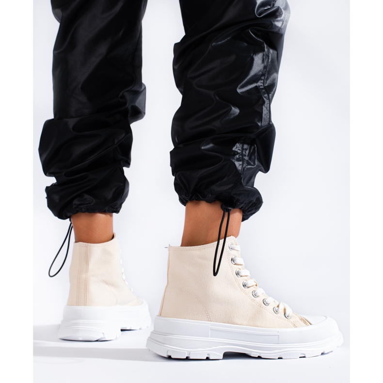 Shelovet High-Top-Sneaker aus Textil für Damen beige 2