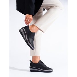 Schwarze Keilschuhe aus Leder von T.Sokolski 2