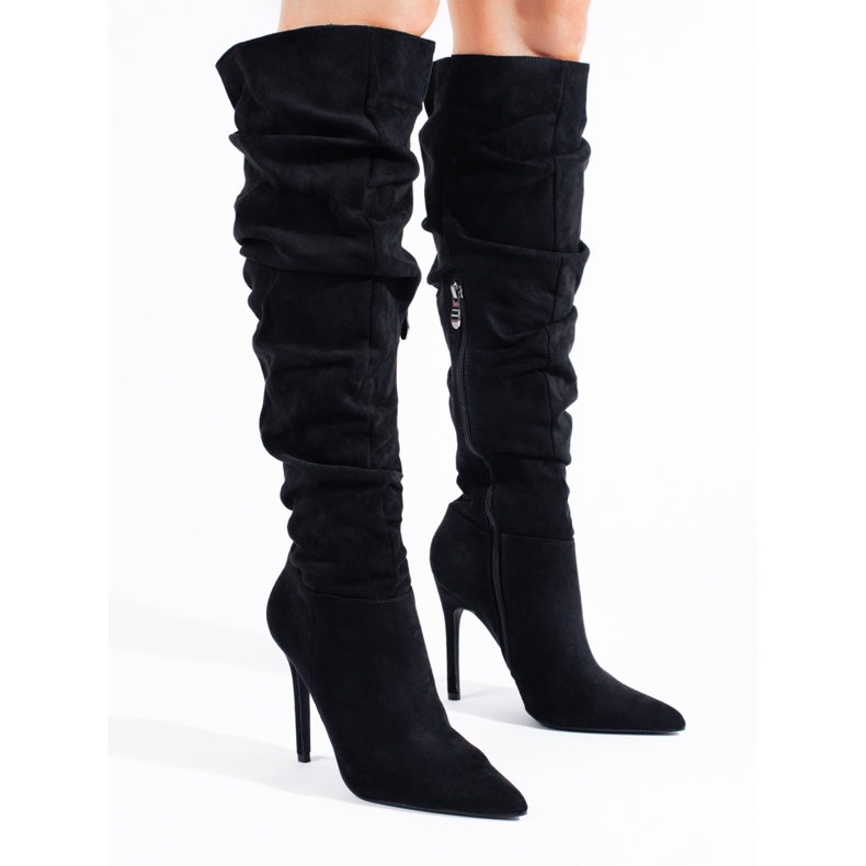 Schwarze Wildlederstiefel für Damen von Shelovet 1