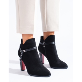 Shelovet Wildlederstiefel mit Absatz schwarz 1