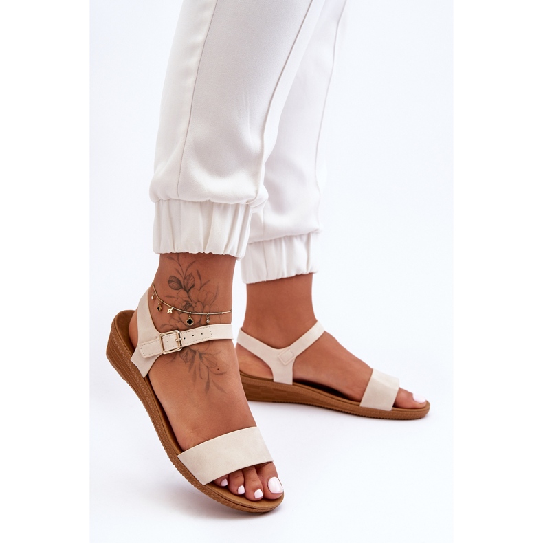 Arya klassische niedrige Keilsandalen Beige 2