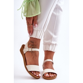 Klassische weiße Arya-Sandalen mit niedrigem Keilabsatz 2