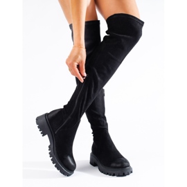 Overknee-Stiefel Shelovet für Damen mit flachem Absatz schwarz 1