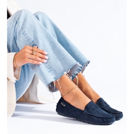 Bequeme, marineblaue Shelovet-Loafer für Damen zum Hineinschlüpfen 1