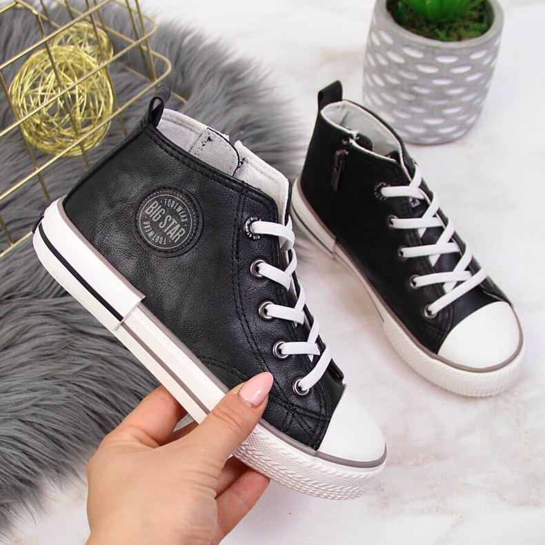 Kinder-Sneaker aus Öko-Leder in Schwarz Big Star II374003 1