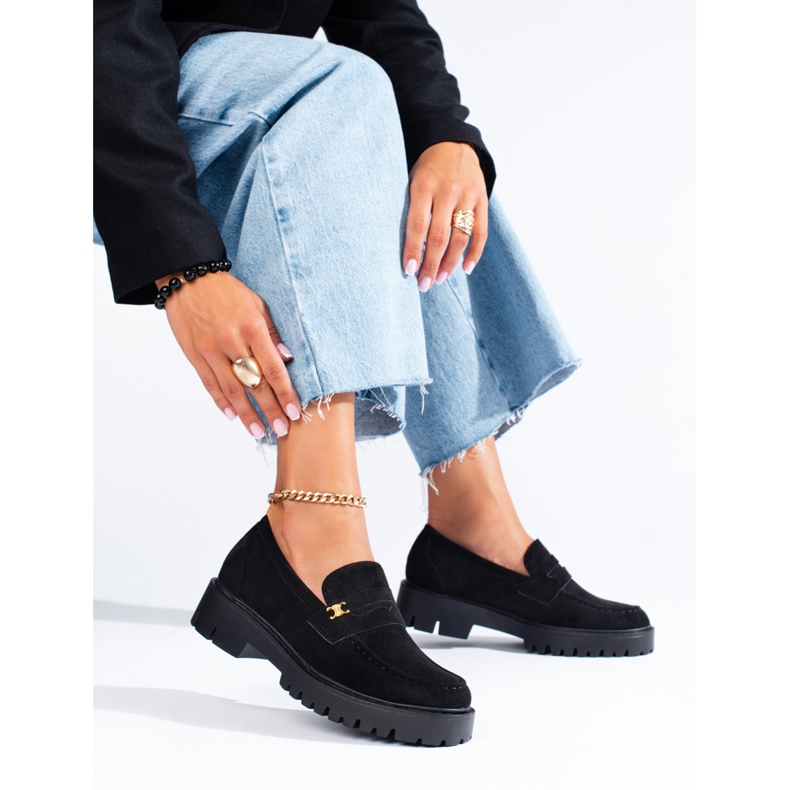 Klassische Shelovet-Damenschuhe aus schwarzem Wildleder 1