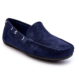 Herren-Slip-On-Mokassins aus Wildleder, Marineblau 1