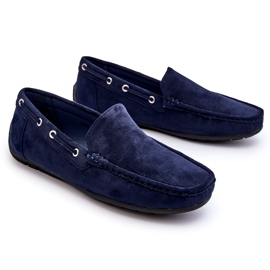 Herren-Slip-On-Mokassins aus Wildleder, Marineblau 2