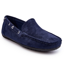 Herren-Slip-On-Mokassins aus Wildleder, Marineblau 6