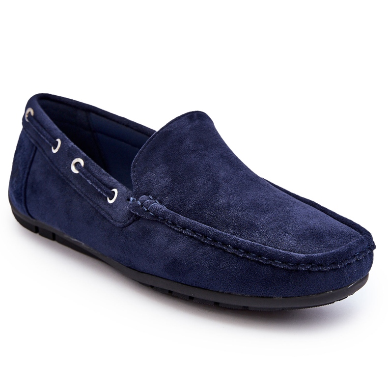 Herren-Slip-On-Mokassins aus Wildleder, Marineblau 6
