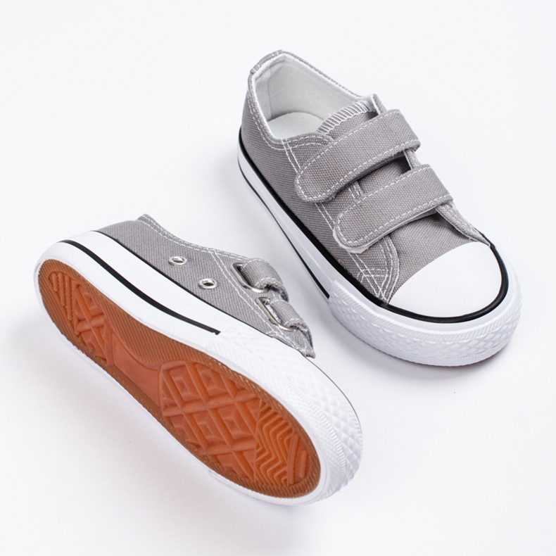 Graue Kinder-Sneaker von Shelovet mit Klettverschluss 1