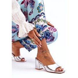 Silber um Öko-Lebal-Öko-Leder-Flip-Flops silber- 5