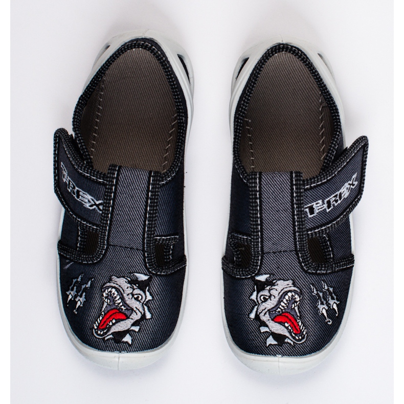 SHELOVET Kletthausschuhe für Jungen 3F Dinosaurier schwarz 1