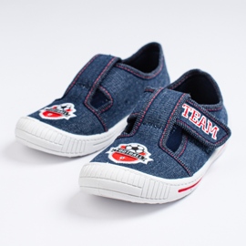 SHELOVET Hausschuhe mit Klettverschluss für einen Jungen mit einem 3F-Ball blau 1