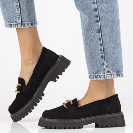 Filippo DP4916 Leder-Wildleder-Loafer auf der Plattform schwarz 1