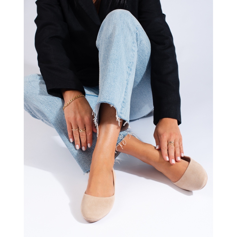 Bequeme Ballerinas aus Wildleder beige 1