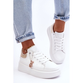 PS1 Damen-Sportschuhe auf einer massiven Plattform in Weiß und Gold Mariell 1