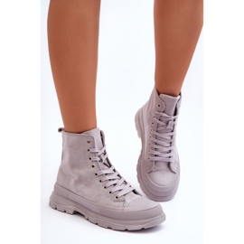 PS1 Damen-Wildleder-High-Top-Sneakers Grau Eleamia 1