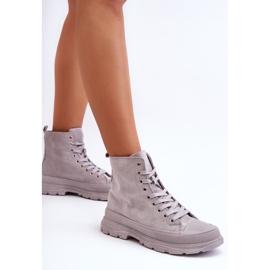 PS1 Damen-Wildleder-High-Top-Sneakers Grau Eleamia 2