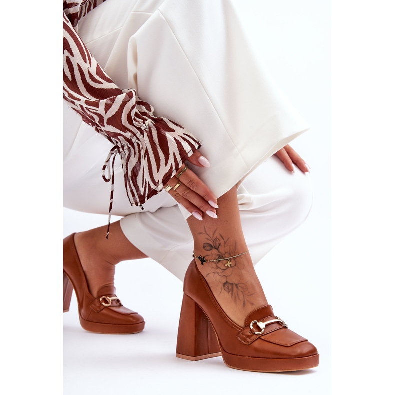 Modische Camel Rouse Lederpumps braun 2