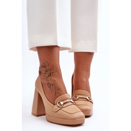 Modische Nude-Pumps aus Rouse-Leder beige 1