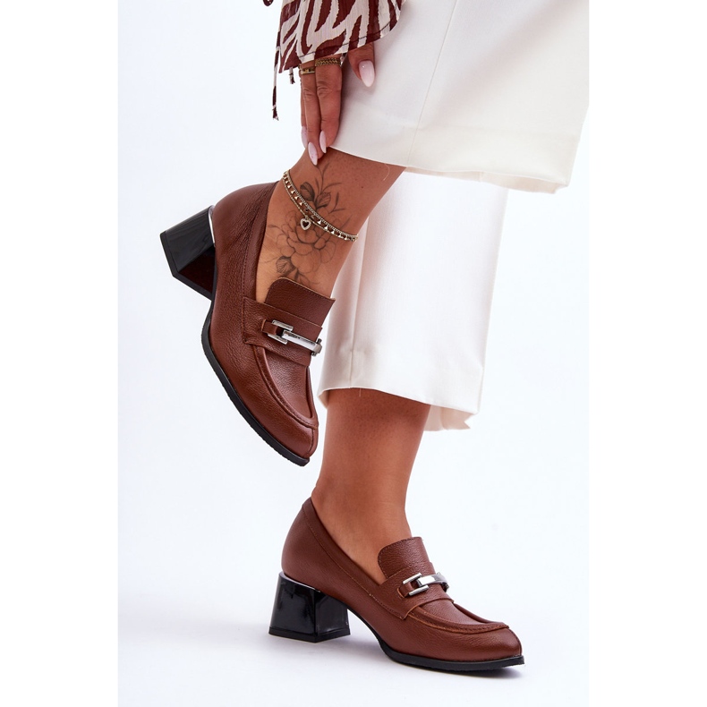 Lemar Bequeme braune Lederpumps von Damira 1