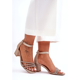 Glänzende Absatzsandalen Golden Enenor 5