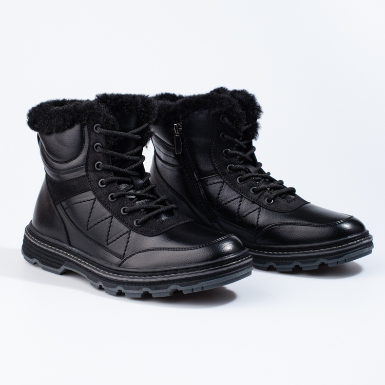 SHELOVET Mit Fell isolierte Winterstiefel für Herren schwarz 1