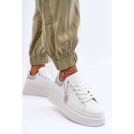 PS1 Damen-Sportschuhe auf massivem Plateau in Weiß und Silber Mariell 1