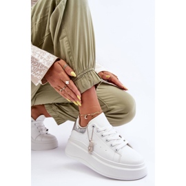 PS1 Damen-Sportschuhe auf massivem Plateau in Weiß und Silber Mariell 2