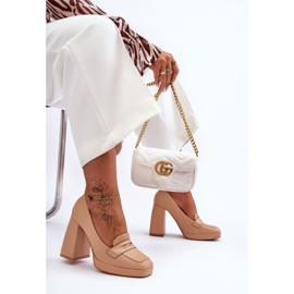 Nackte Alisa-Lederpumps mit hohem Absatz beige 2