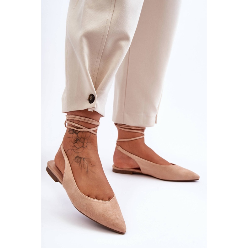 PG1 Ballerinas zum Schnüren aus Wildleder für Damen Nude Lilly Ann beige 1