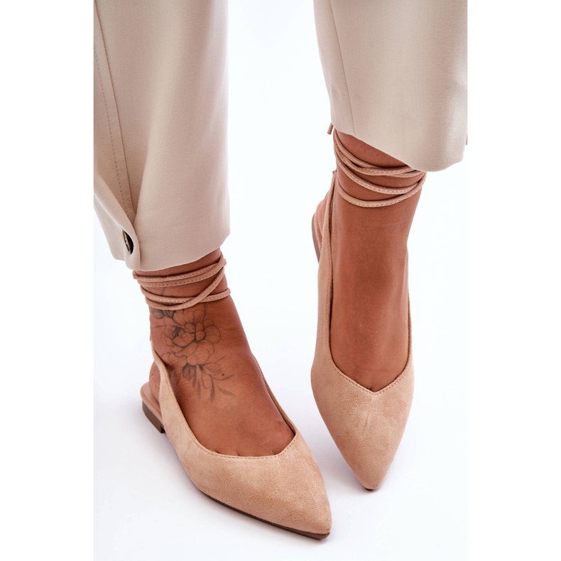 PG1 Ballerinas zum Schnüren aus Wildleder für Damen Nude Lilly Ann beige 2