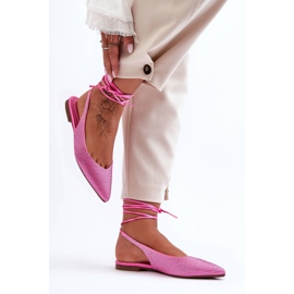 PG1 Damen-Ballerinas zum Schnüren mit Nieten verziert Pink Jange rosa 2