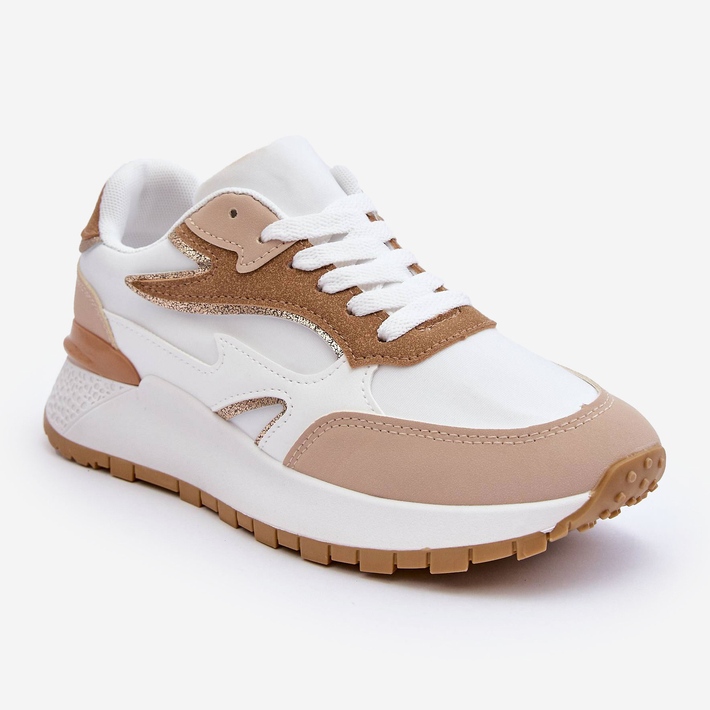 PG1 Damen-Plateau-Sportschuhe in Weiß und Beige von Henley 1