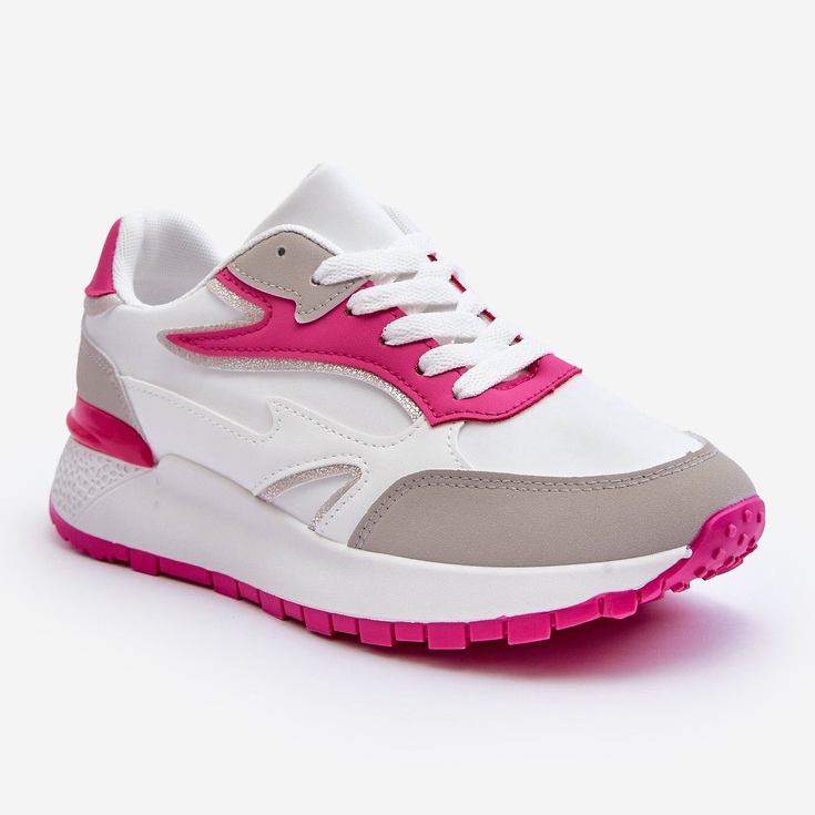 PG1 Damen-Plateau-Sportschuhe weiß und rosa Henley 1