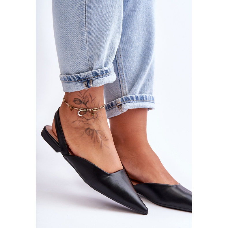 PS1 Damen-Slipper-Ballerinas aus Leder in Schwarz von Germes 1