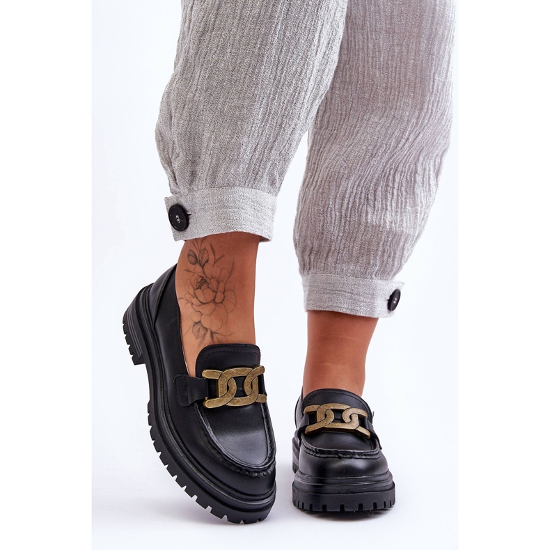 PG1 Damen-Plateau-Loafer mit Verzierung Schwarz Ameg 1