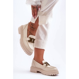 PG1 Damen-Loafer auf der Plattform mit Dekoration Beige Ameg 1