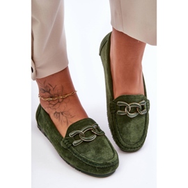 PG1 Flache Wildleder-Loafer für Damen in Appia-Grün 2