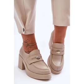 Lemar Damen-Lederschuhe mit Absatz Beige Dunadia 1