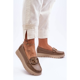 Lemar Leder-Plateau-Loafer mit Verzierungen in Dunkelbeige Desmond 2