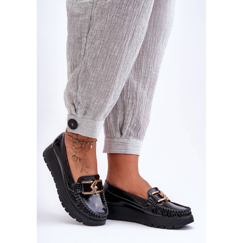 Lemar Schwarze Desmond-Plateau-Loafer aus Leder mit Verzierung 2