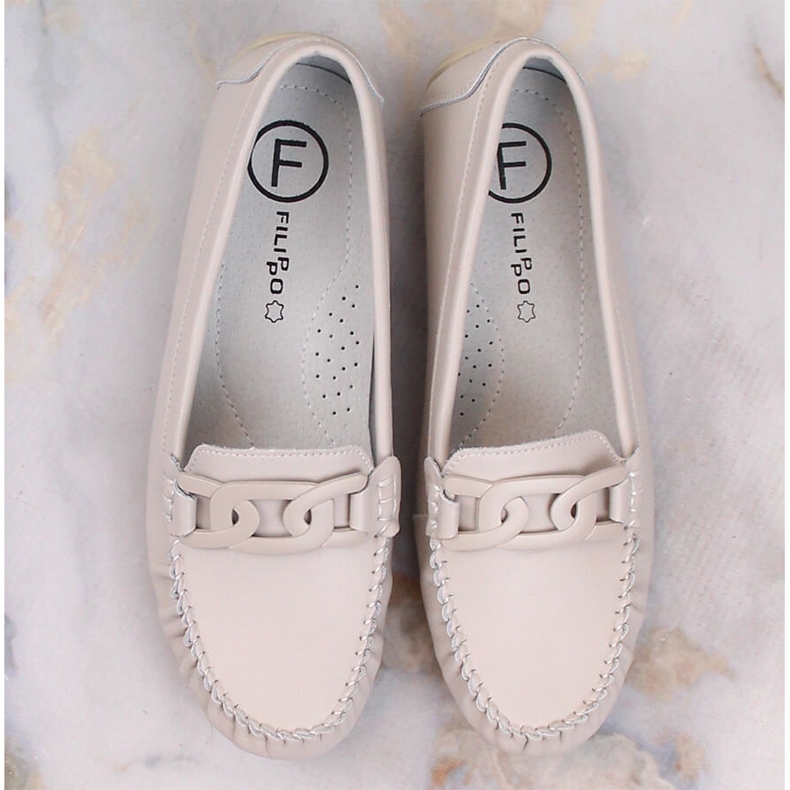 Damen-Lederschuhe Filippo DP4547 Beige 5