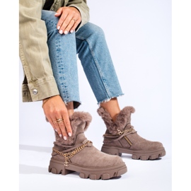 Damen-Wildlederstiefel auf der Shelovet-Plattform braun 1