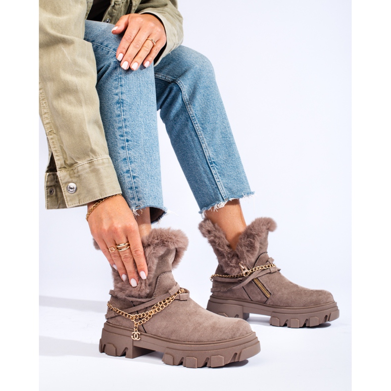 Damen-Wildlederstiefel auf der Shelovet-Plattform braun 1